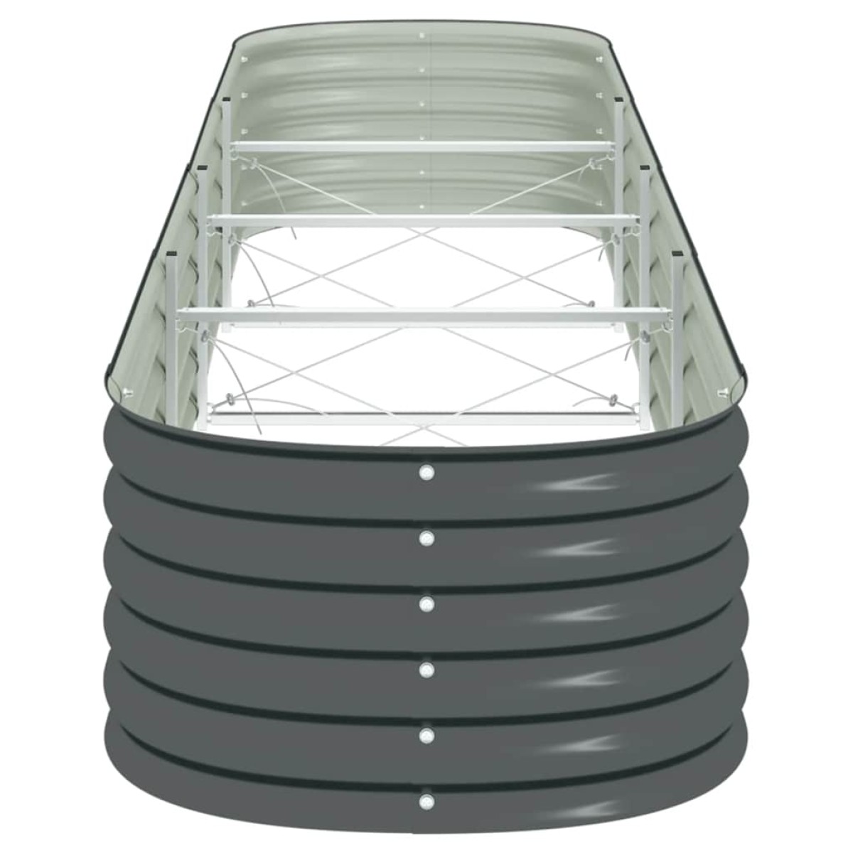 vidaXL Ζαρντινιέρα Υπερυψωμένη Γκρι 400x80x44 εκ. Γαλβανισμ. Χάλυβας