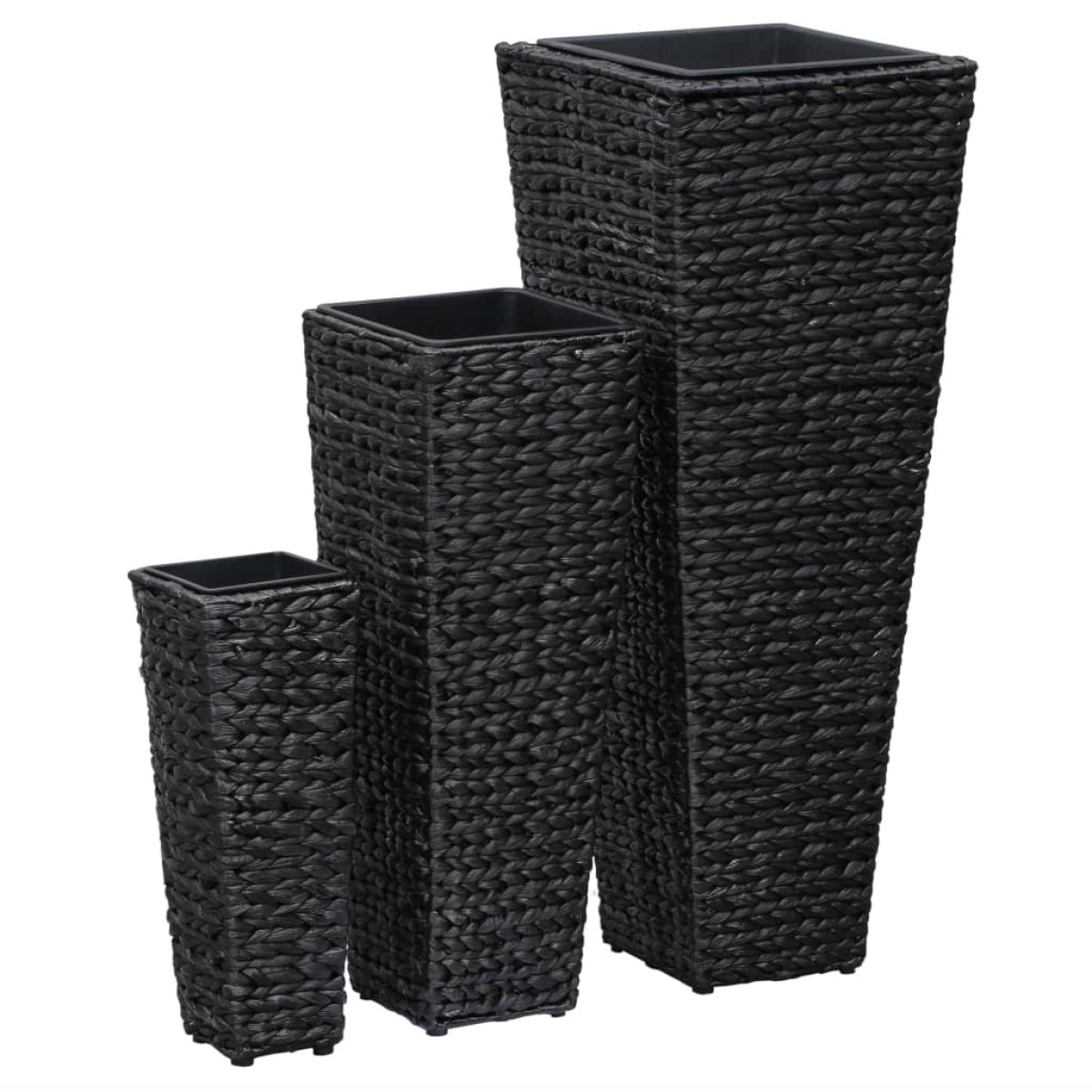 vidaXL Γλάστρες Υπερυψωμένες 3 τεμ. Μαύρες από Υάκινθο του Νερού