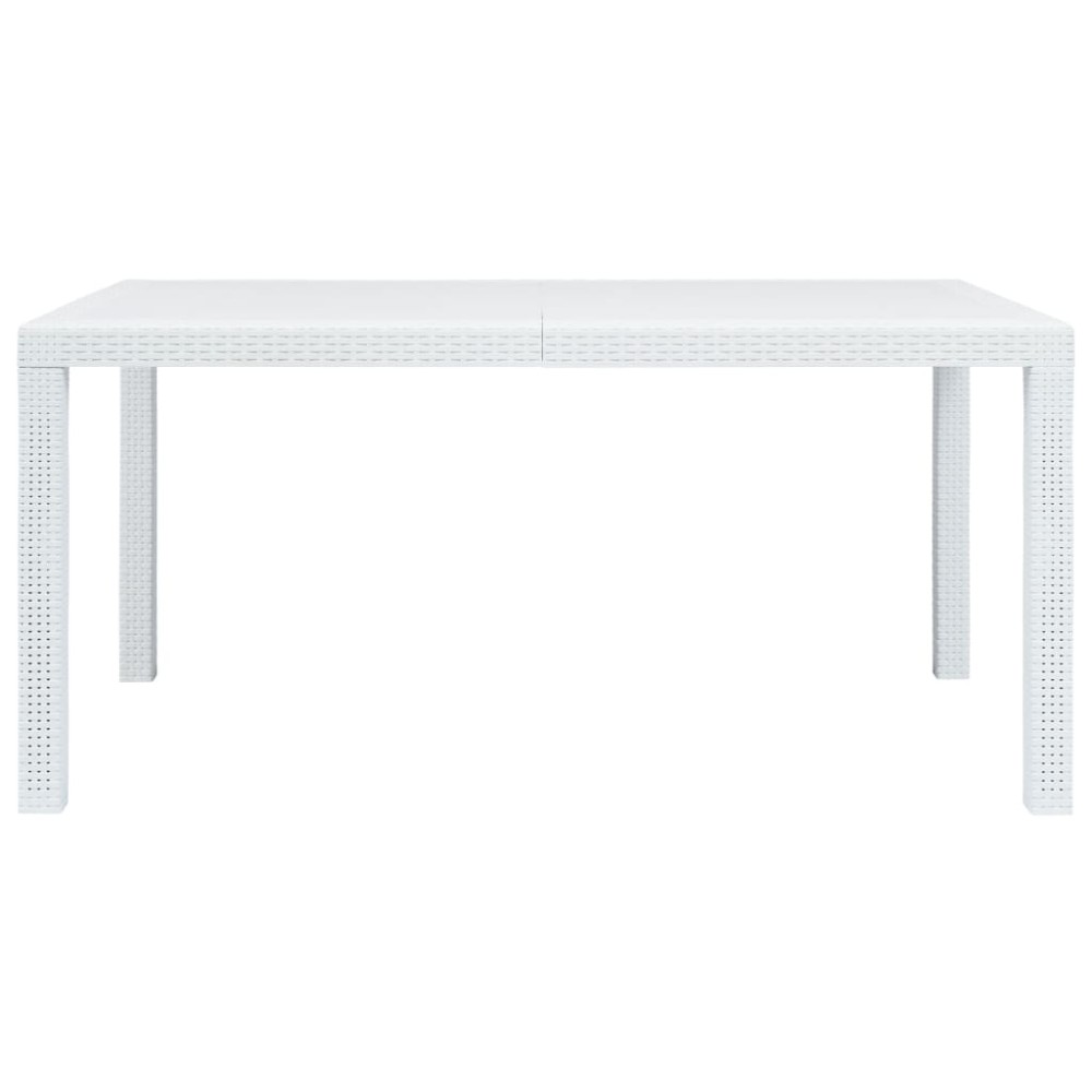 vidaXL Τραπέζι Κήπου Λευκό με Εμφάνιση Ρατάν 150x90x72 εκ. Πλαστικό