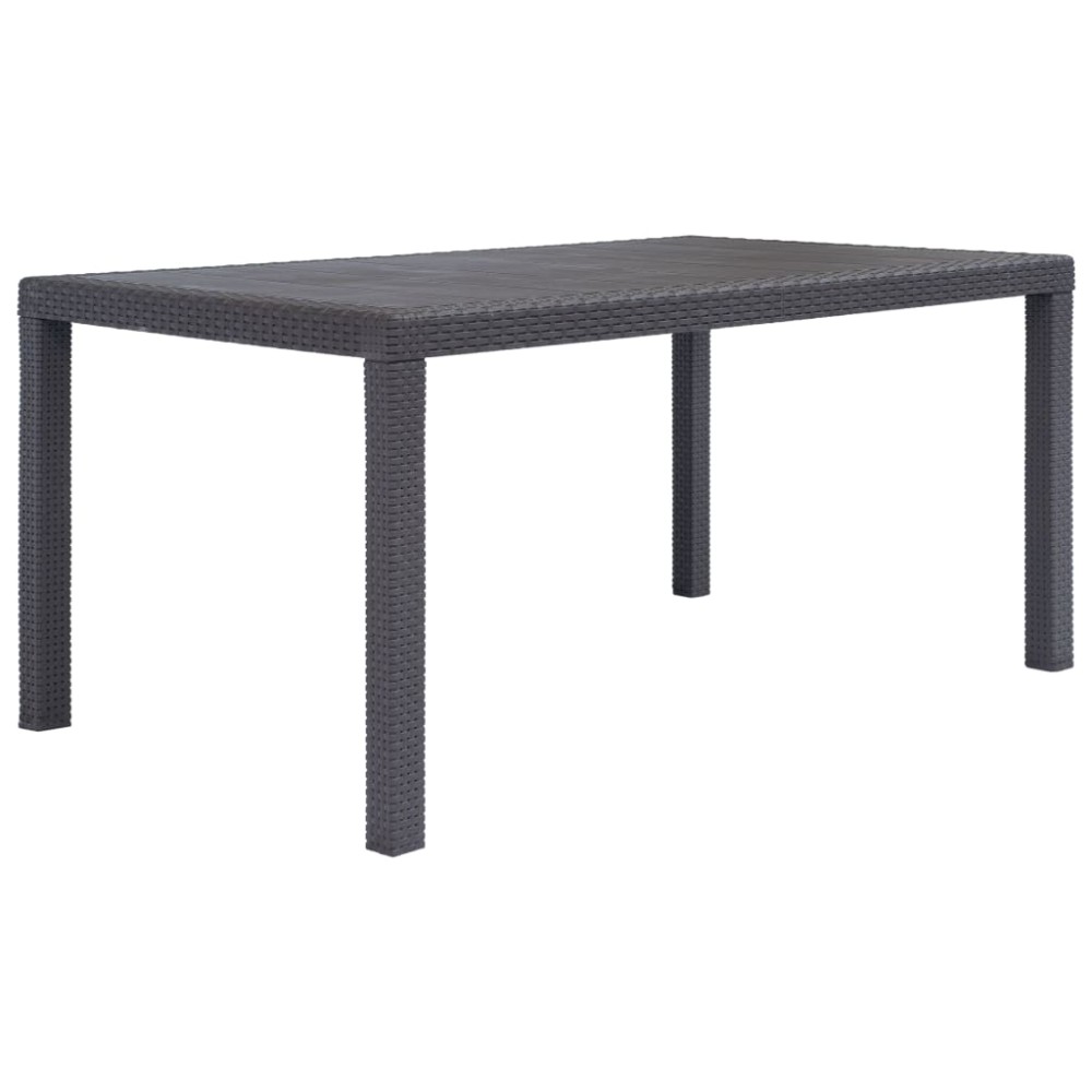 vidaXL Τραπέζι Κήπου Καφέ με Εμφάνιση Ρατάν 150x90x72 εκ. Πλαστικό