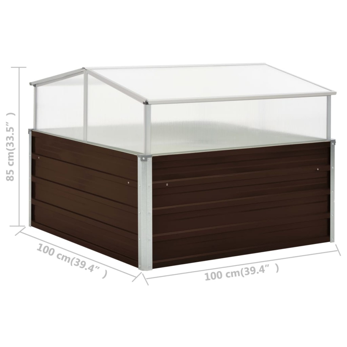 vidaXL Θερμοκήπιο Σπορείο Καφέ 100x100x85 εκ. από Γαλβανισμένο Χάλυβα