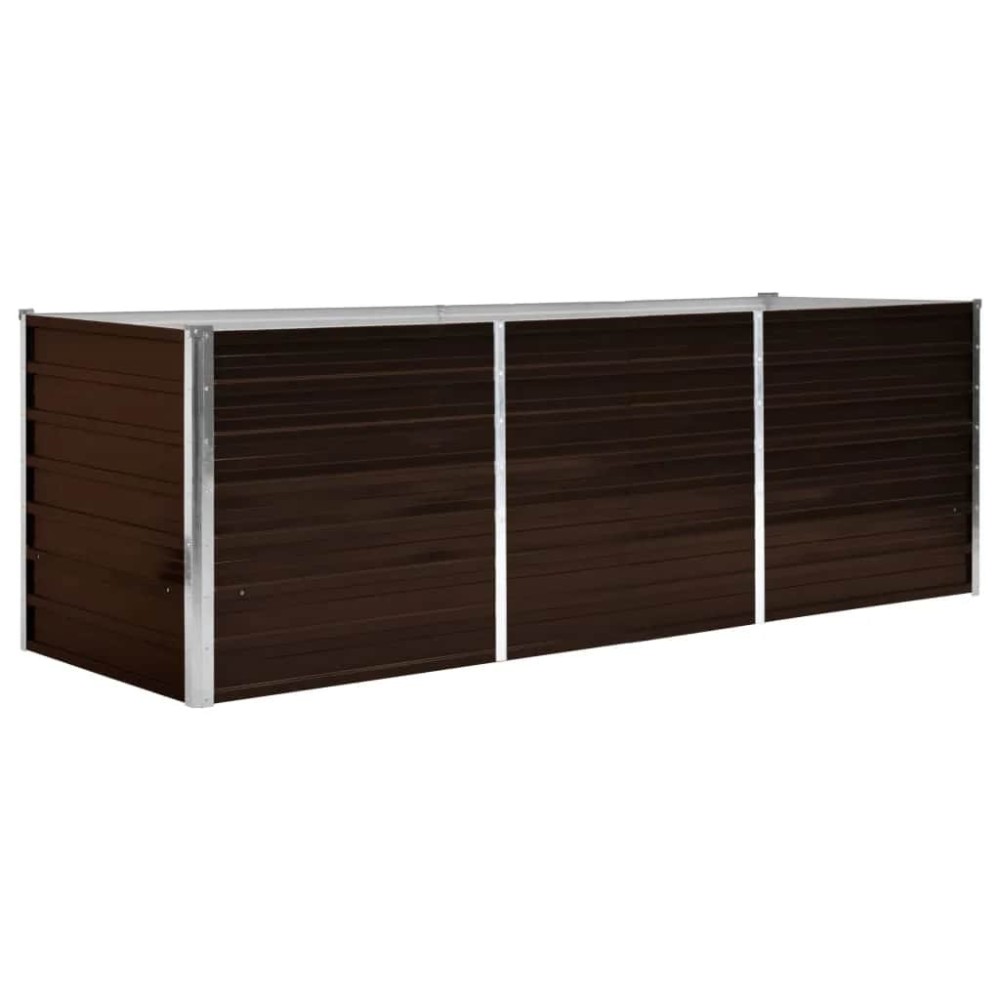 vidaXL Ζαρντινιέρα Υπερυψωμένη Καφέ 240x80x77 εκ. Γαλβανισμ. Χάλυβας