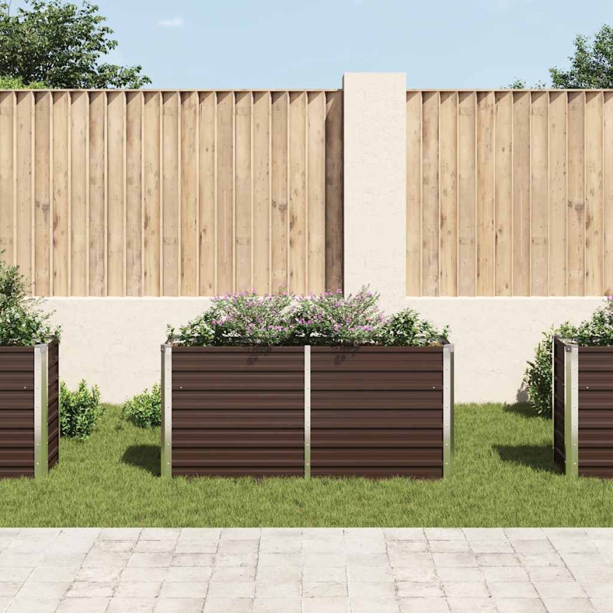 vidaXL Ζαρντινιέρα Υπερυψωμένη Καφέ 160x40x77 εκ. Γαλβανισμ. Χάλυβας