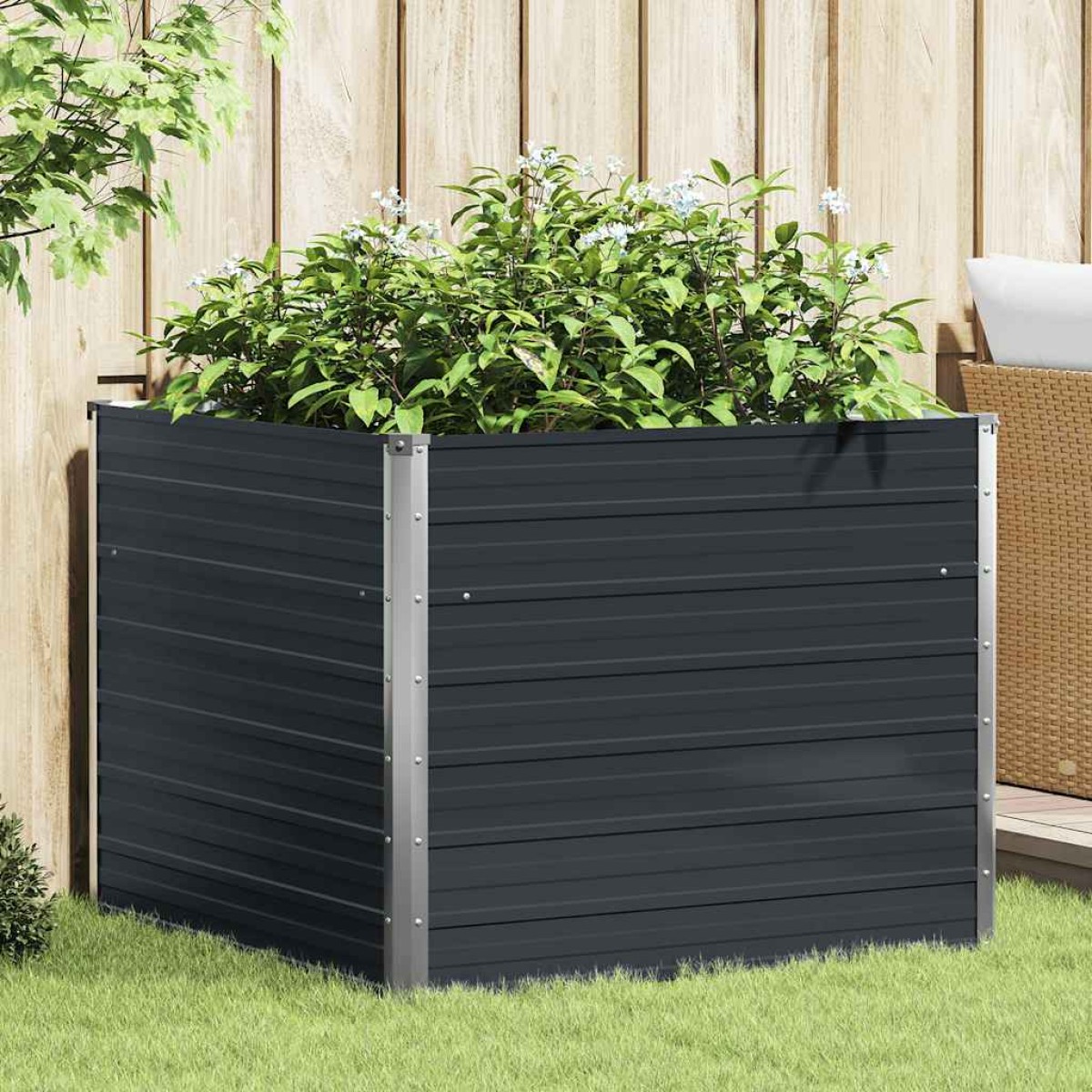 vidaXL Ζαρντινιέρα Ψηλή Ανθρακί 100x100x77 εκ. Γαλβανισμένος Χάλυβας