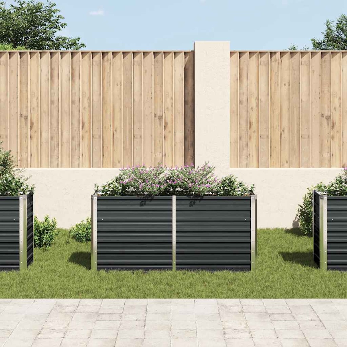 vidaXL Ζαρντινιέρα Υπερυψωμένη Ανθρακί 160x40x77 εκ. Γαλβαν. Χάλυβας