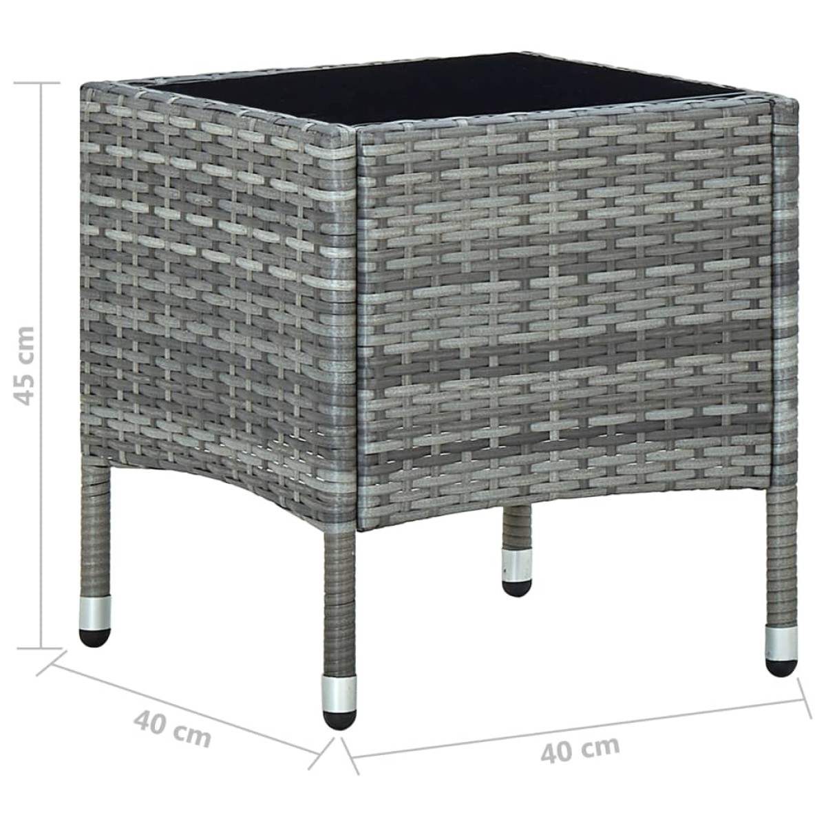 vidaXL Τραπέζι Κήπου Γκρι 40 x 40 x 45 εκ. από Συνθετικό Ρατάν