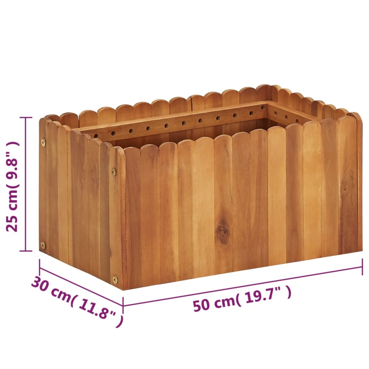 vidaXL Ζαρντινιέρα Υπερυψωμένη 50 x 30 x 25 εκ. από Μασίφ Ξύλο Ακακίας