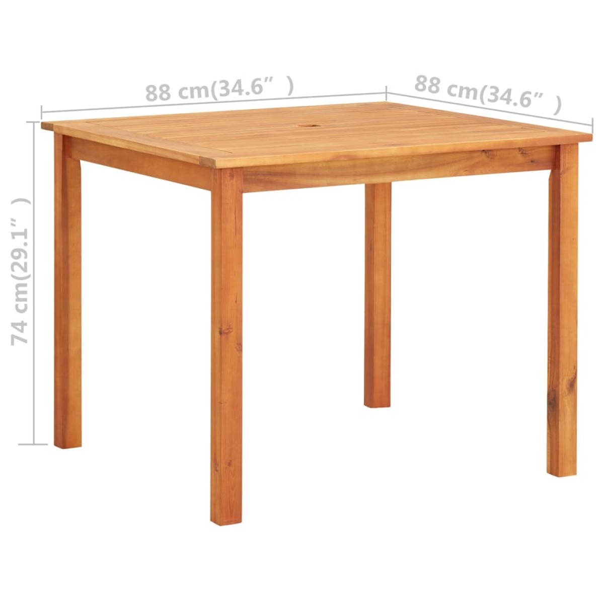 vidaXL Τραπέζι Κήπου 88 x 88 x 74 εκ. από Μασίφ Ξύλο Ακακίας