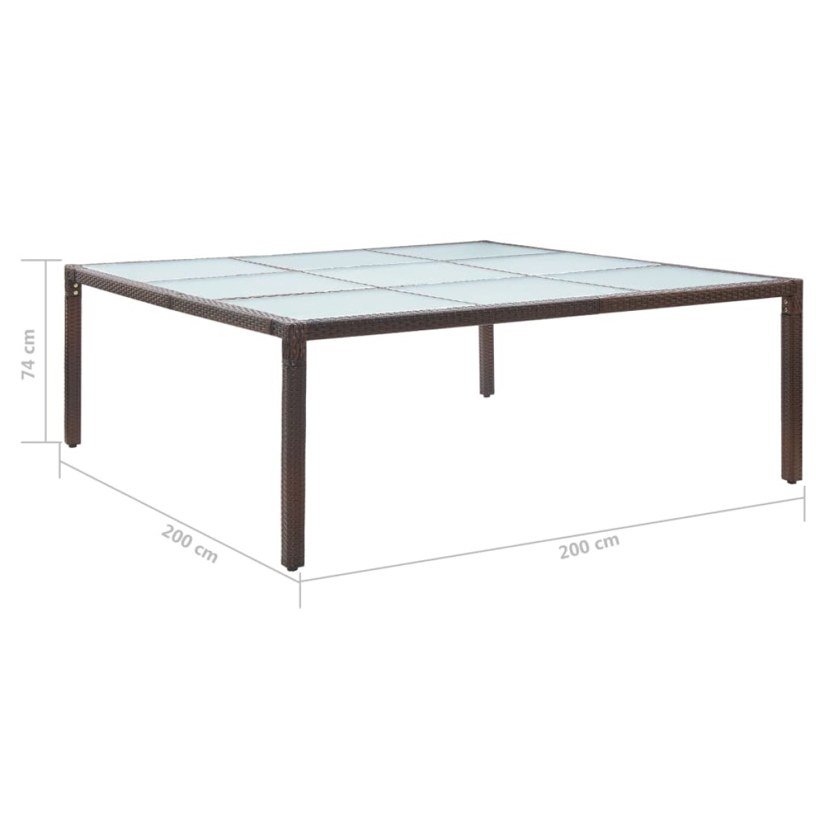 vidaXL Τραπεζαρία Κήπου Καφέ 200 x 200 x 74 εκ. από Συνθετικό Ρατάν
