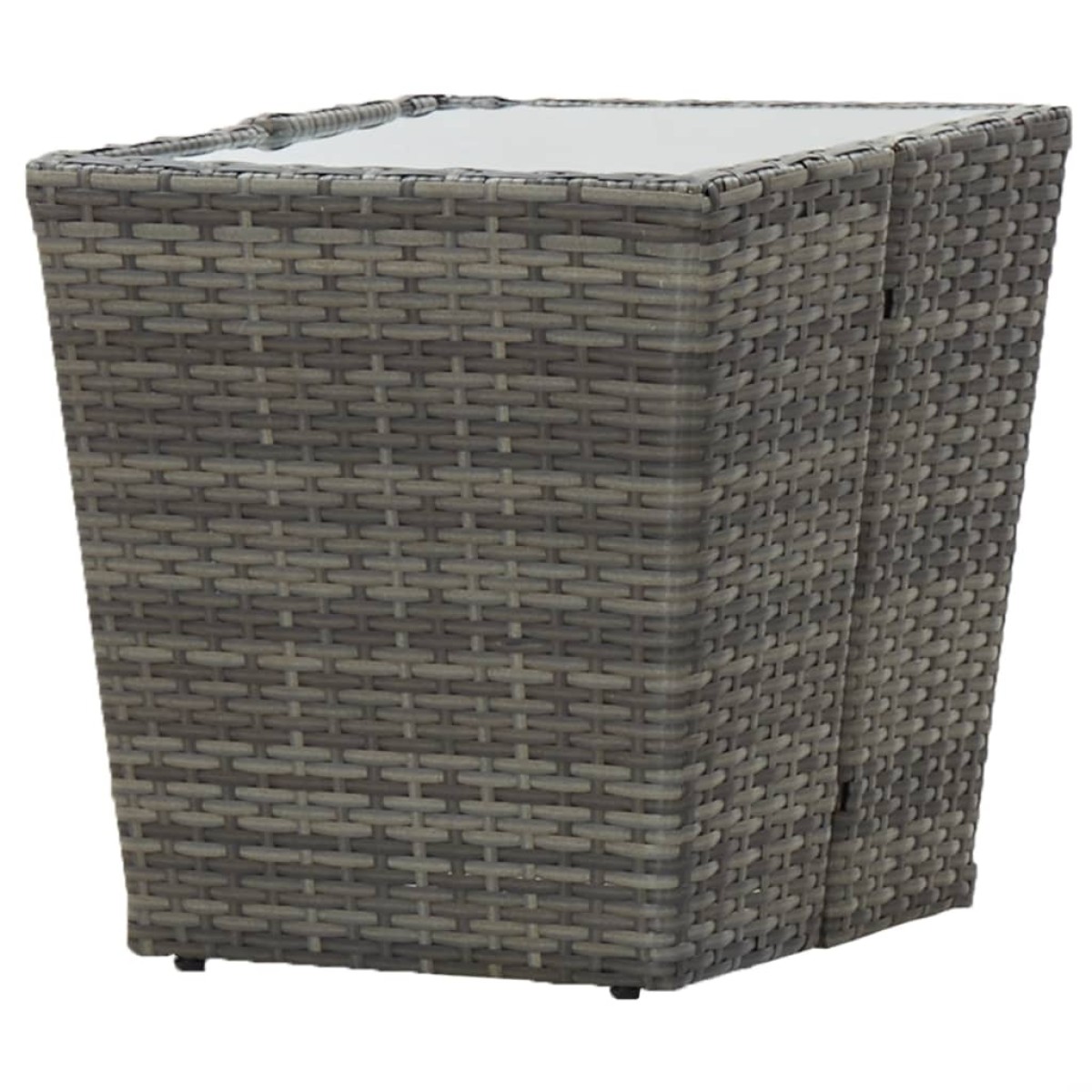 vidaXL Τραπέζι Βοηθητικό Γκρι 41,5x41,5x43 εκ. Συνθ.Ρατάν/Ψημένο Γυαλί