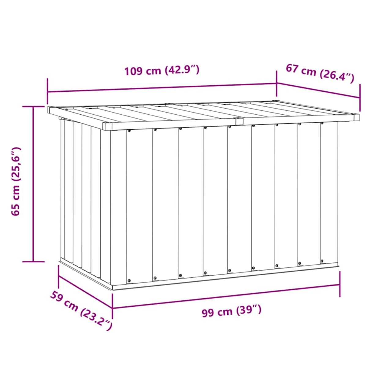 vidaXL Μπαούλο Αποθήκευσης Κήπου Πράσινο 109 x 67 x 65 εκ.
