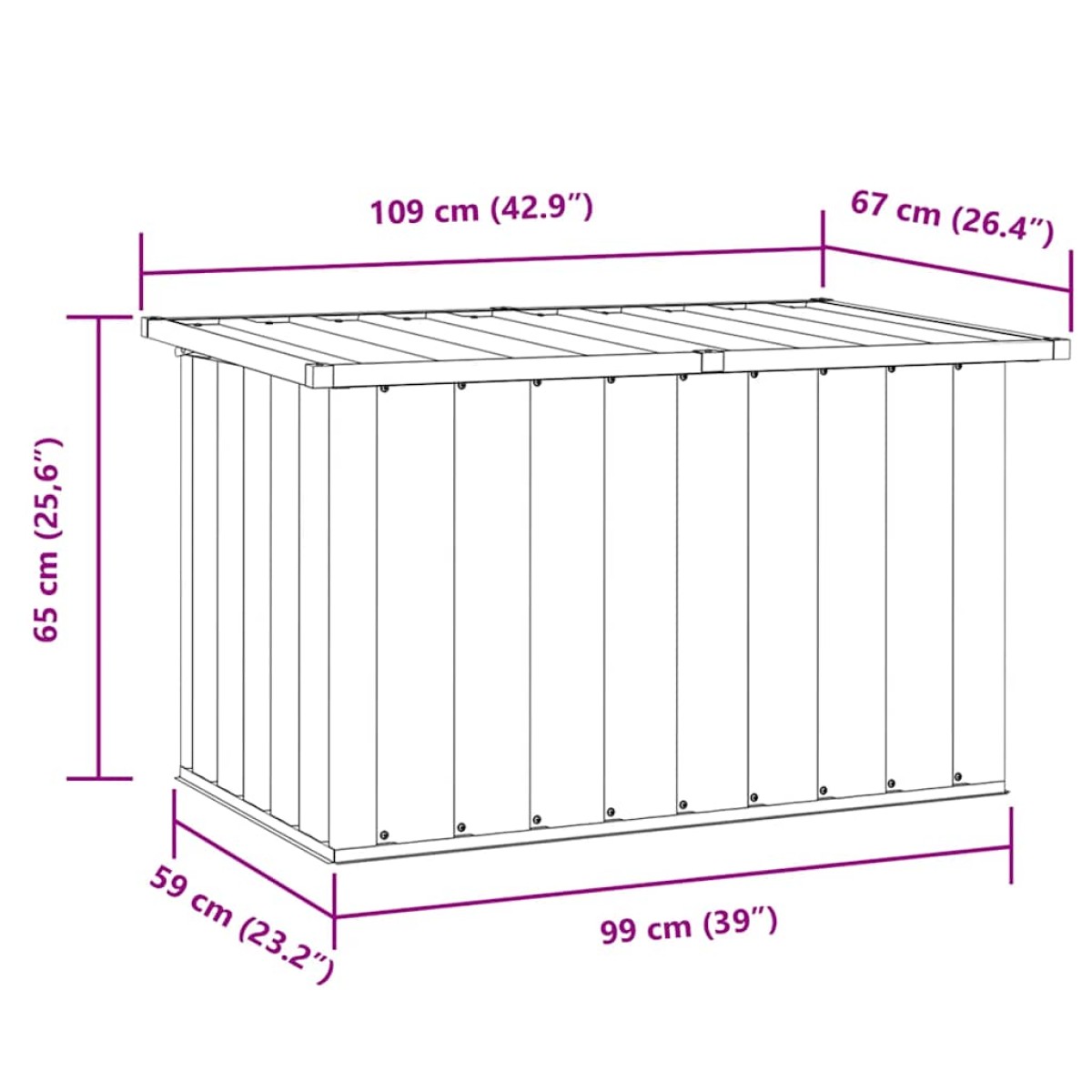 vidaXL Μπαούλο Αποθήκευσης Κήπου Γκρι 109 x 67 x 65 εκ.