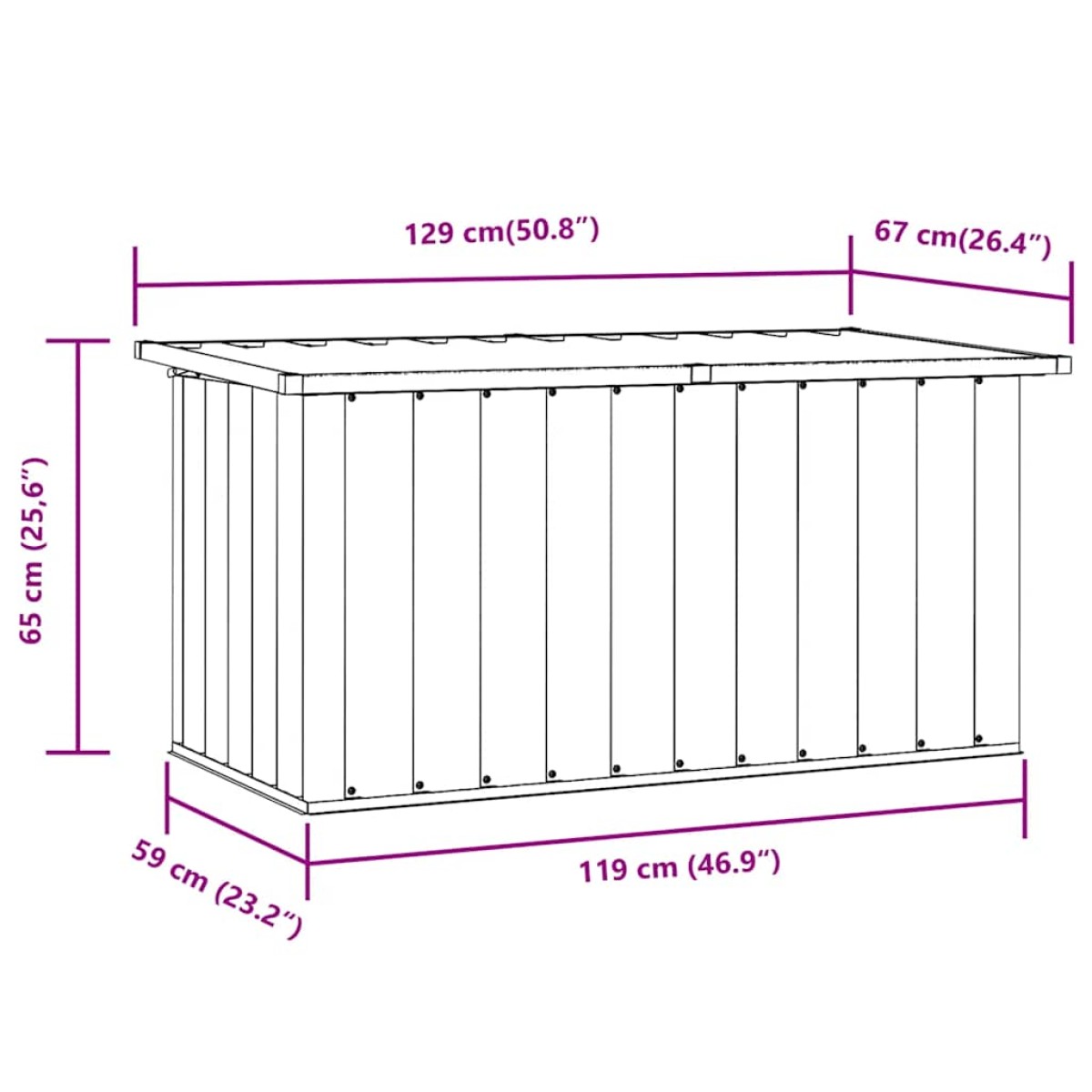 vidaXL Μπαούλο Αποθήκευσης Κήπου Πράσινο 129 x 67 x 65 εκ.