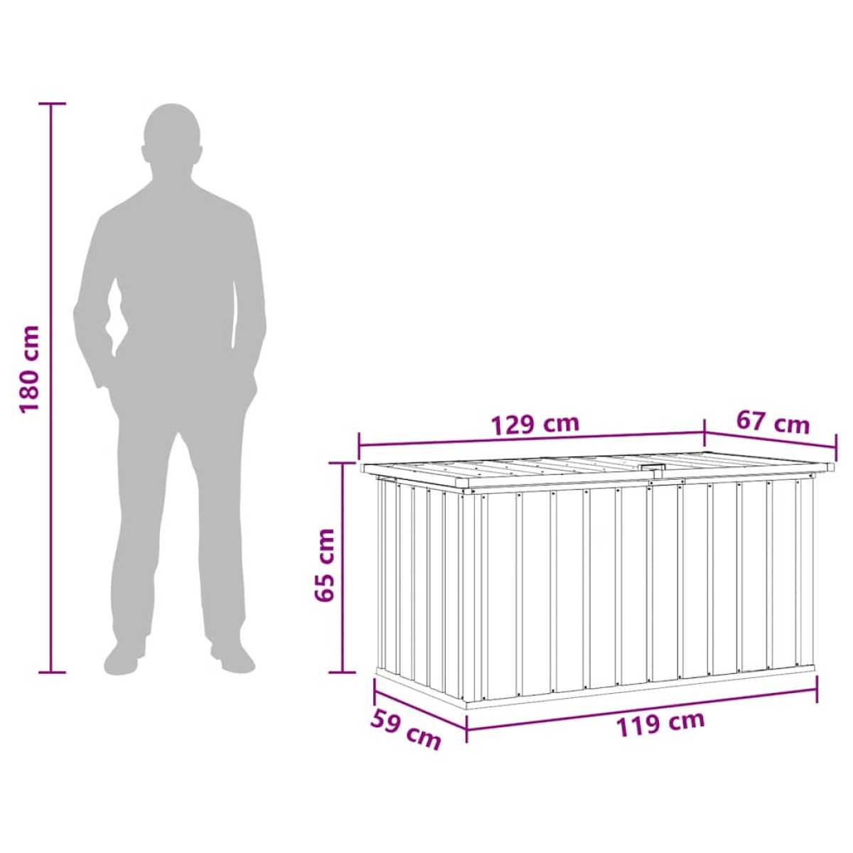 vidaXL Μπαούλο Αποθήκευσης Κήπου Πράσινο 129 x 67 x 65 εκ.