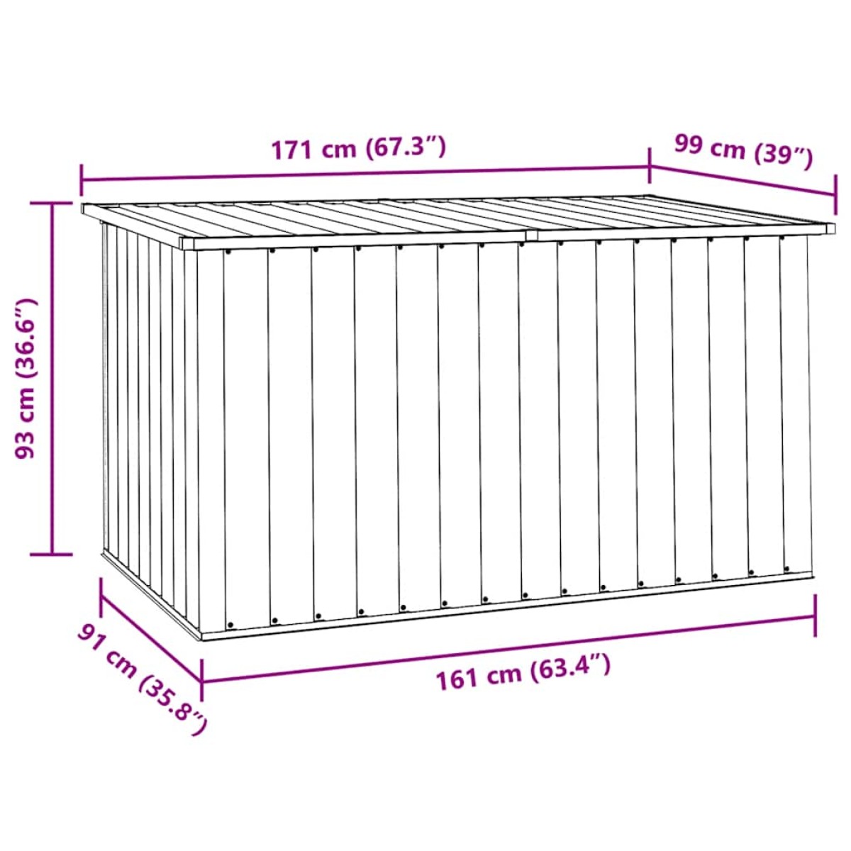 vidaXL Μπαούλο Αποθήκευσης Κήπου Πράσινο 171 x 99 x 93 εκ.