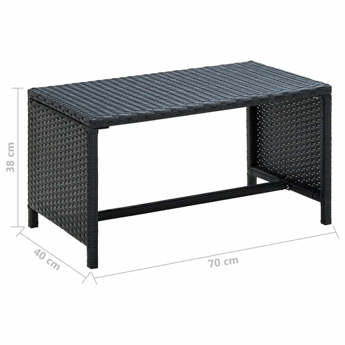 vidaXL Τραπεζάκι Σαλονιού Μαύρο 70 x 40 x 38 εκ. από Συνθετικό Ρατάν