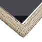 vidaXL Τραπέζι Κήπου Μπεζ 110x53x72 εκ. Γυάλινο και Συνθετικό ρατάν