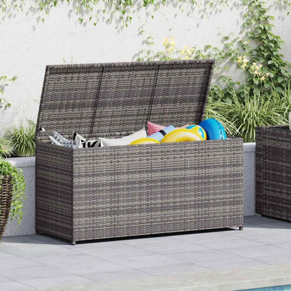 vidaXL Κουτί Αποθήκευσης Κήπου Γκρι 120x50x60 εκ. από Συνθετικό Ρατάν