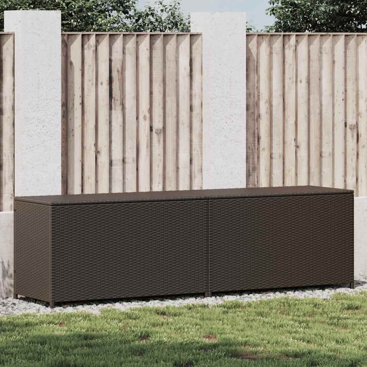 vidaXL Κουτί Αποθήκευσης Κήπου Καφέ 200x50x60 εκ. από Συνθετικό Ρατάν