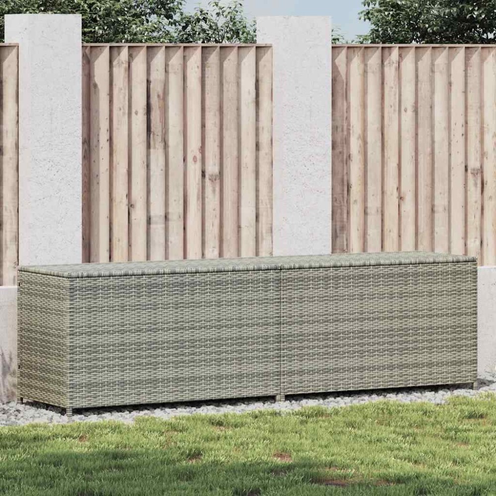 vidaXL Κουτί Αποθήκευσης Κήπου Γκρι 200x50x60 εκ. από Συνθετικό Ρατάν