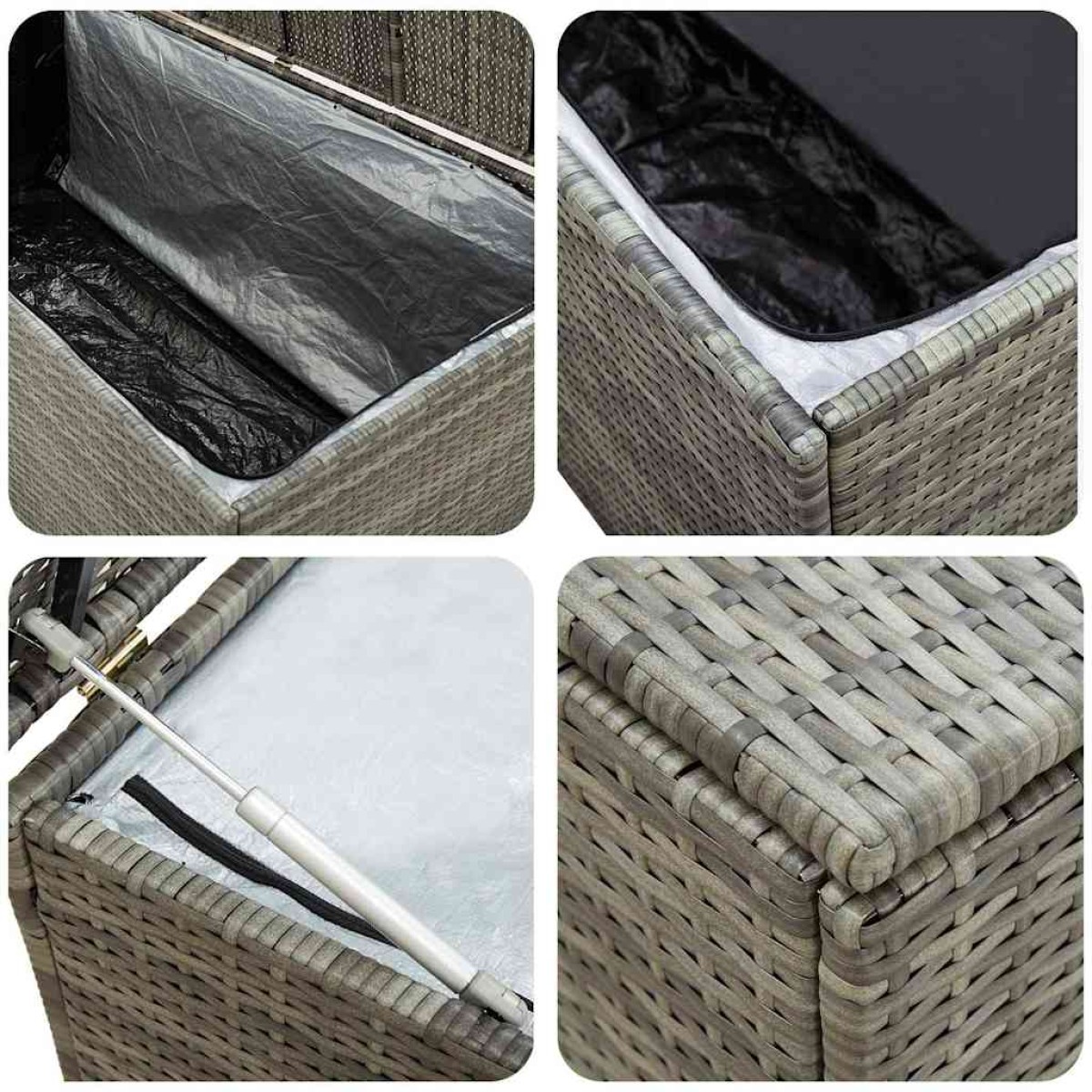 vidaXL Κουτί Αποθήκευσης Κήπου Γκρι 200x50x60 εκ. από Συνθετικό Ρατάν