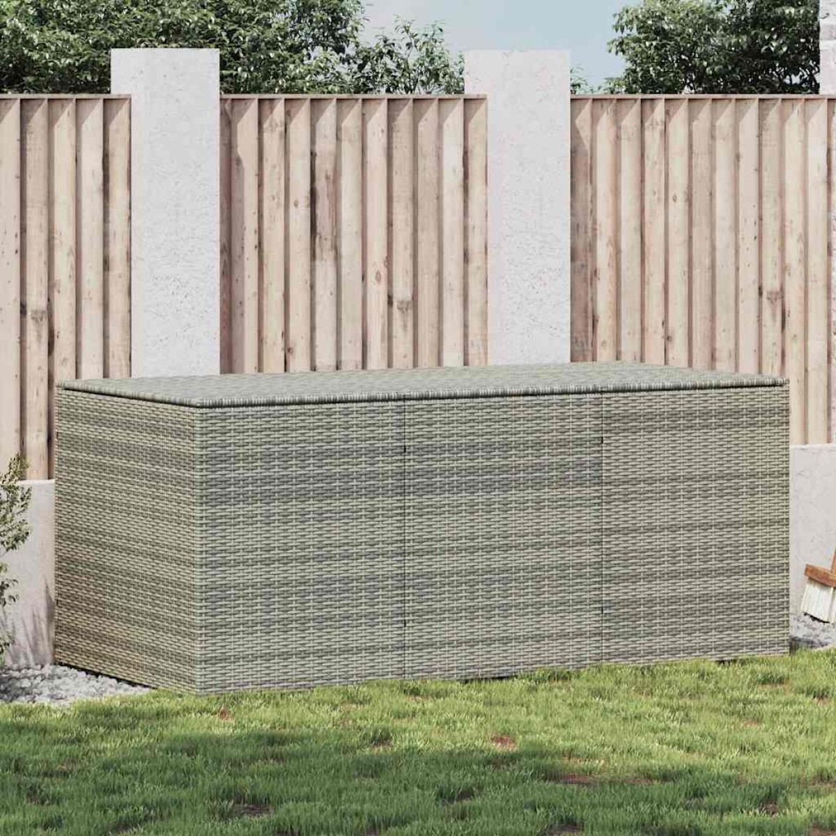 vidaXL Κουτί Αποθήκευσης Κήπου Γκρι 180x90x70 εκ. από Συνθετικό Ρατάν