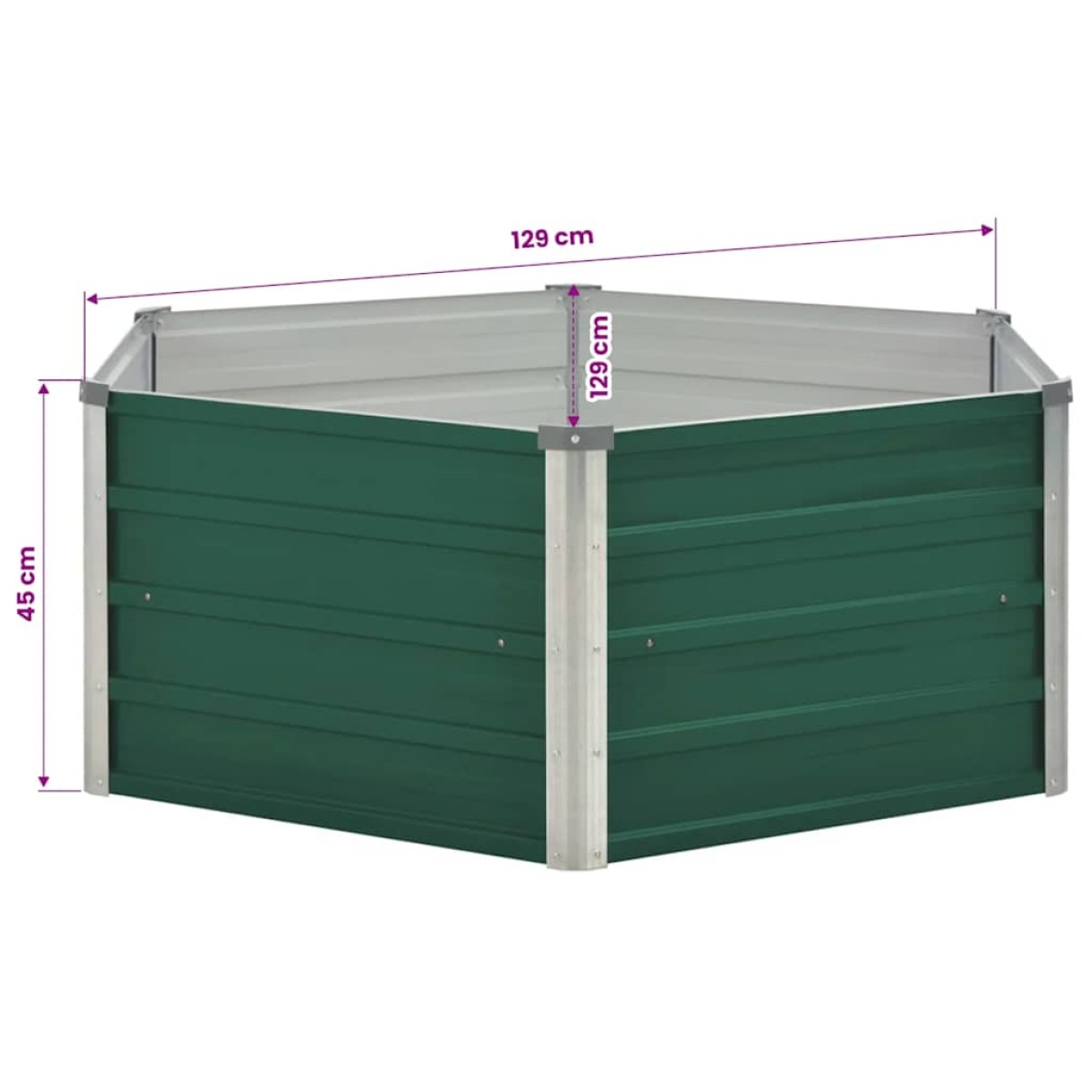 vidaXL Ζαρντινιέρα Ψηλή Πράσινη 129x129x46 εκ. Γαλβανισμένος Χάλυβας