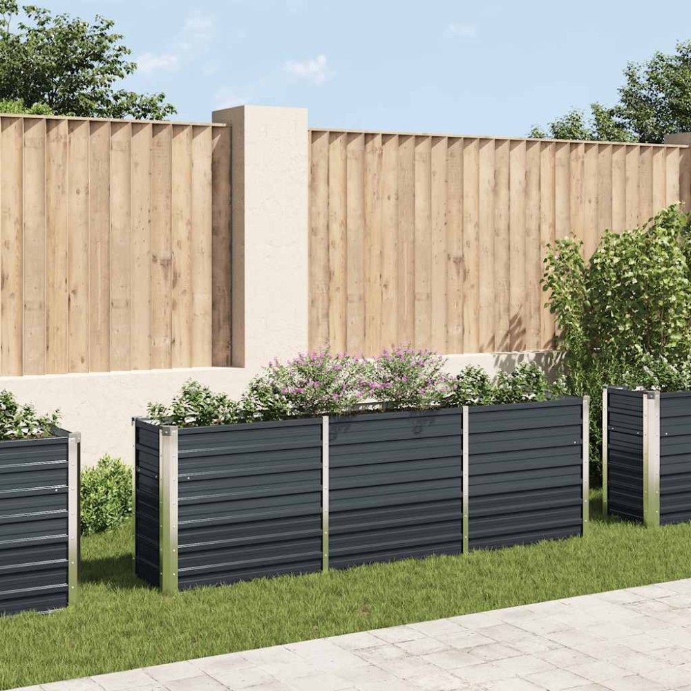 vidaXL Ζαρντινιέρα Υπερυψωμένη Ανθρακί 240x40x77 εκ. Γαλβαν. Χάλυβας