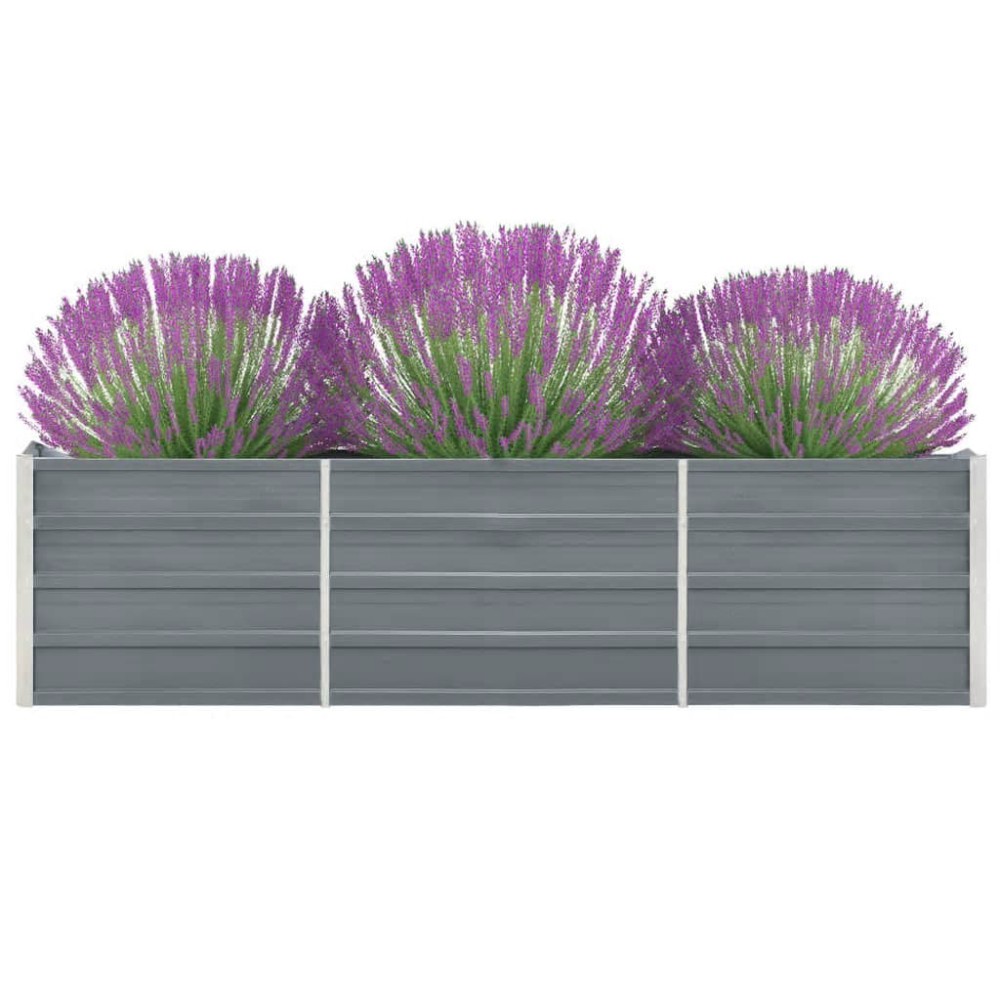 vidaXL Ζαρντινιέρα Υπερυψωμένη Γκρι 240x40x45 εκ. Γαλβανισμ. Χάλυβας