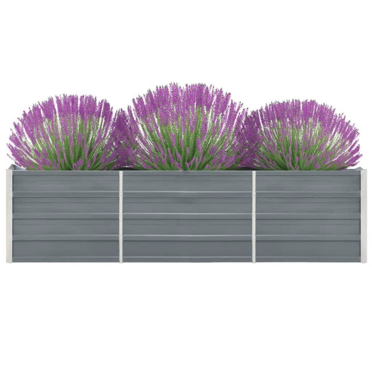 vidaXL Ζαρντινιέρα Υπερυψωμένη Γκρι 240x40x45 εκ. Γαλβανισμ. Χάλυβας