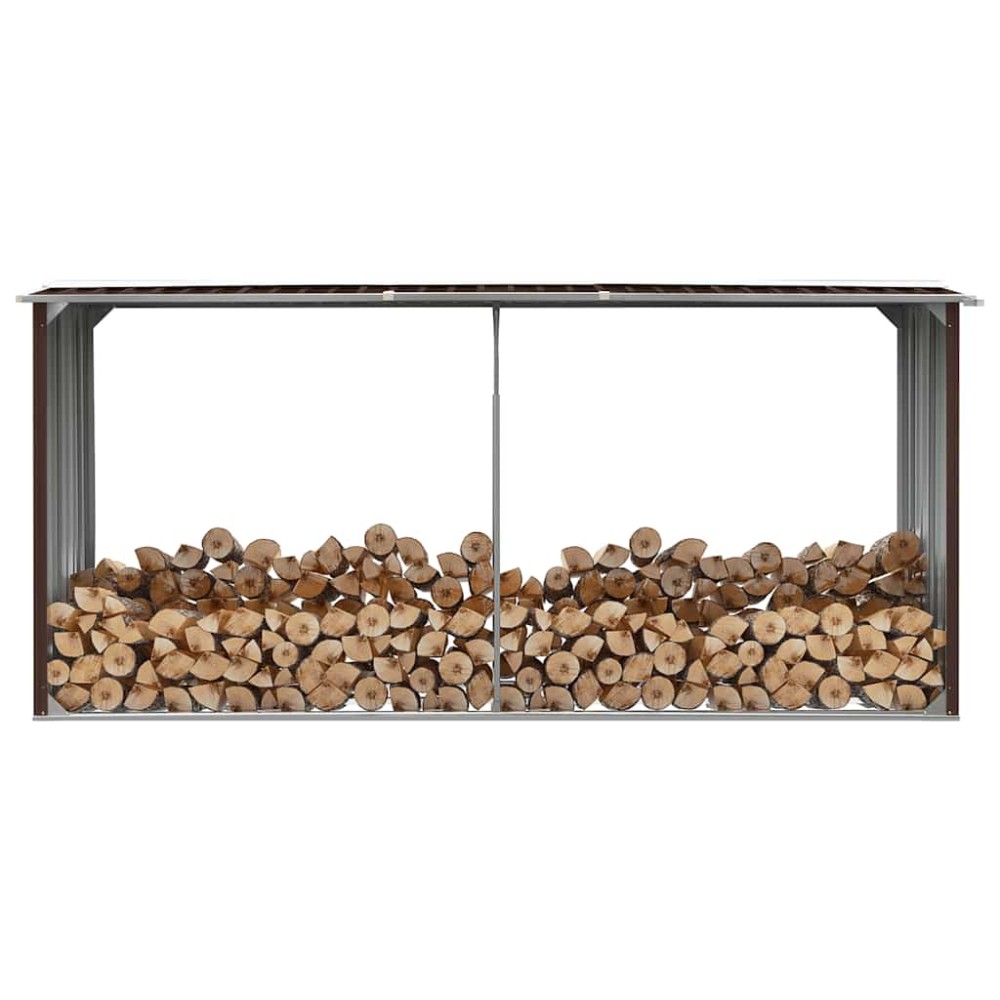 vidaXL Υπόστεγο Αποθήκευσης Ξύλων Κήπου Καφέ 330x92x153 εκ. Ατσάλι