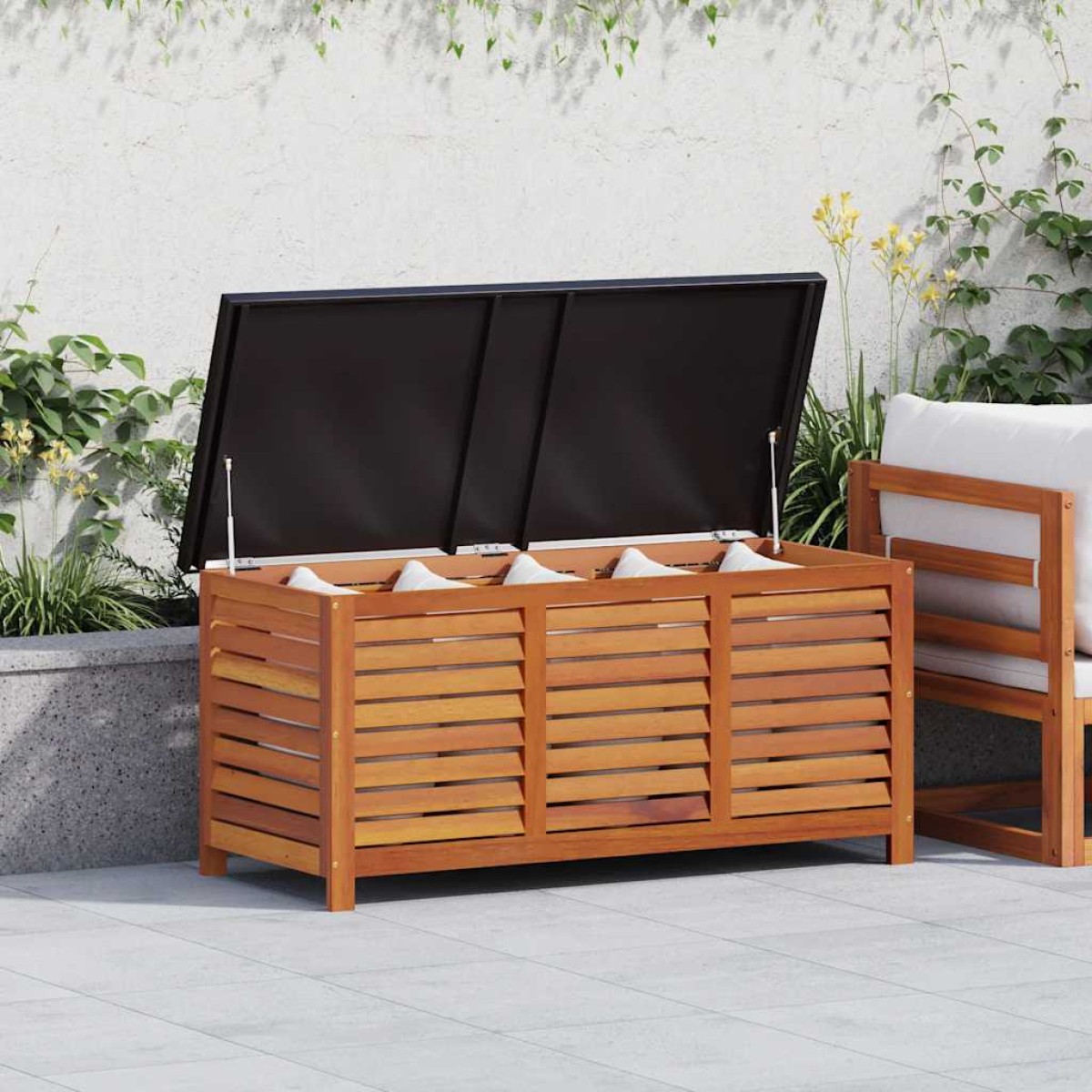 vidaXL Μπαούλο Αποθήκευσης Κήπου 117x50x55 εκ. Μασίφ Ξύλο Ευκαλύπτου
