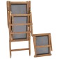 vidaXL Ξαπλώστρα με Υποπόδιο Μαύρη από Μασίφ Ξύλο Teak