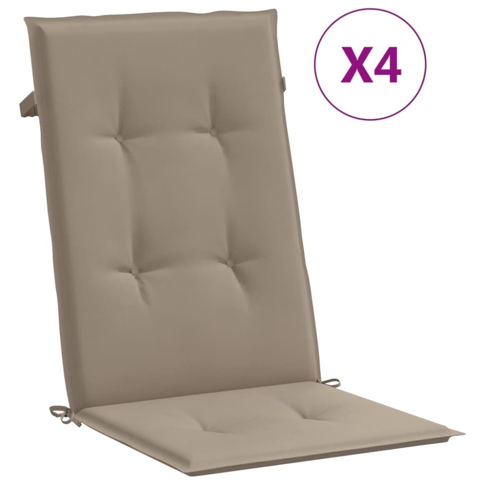 vidaXL Μαξιλάρια Καρέκλας Κήπου με Πλάτη 4 τεμ. Taupe 120x50x3 εκ.