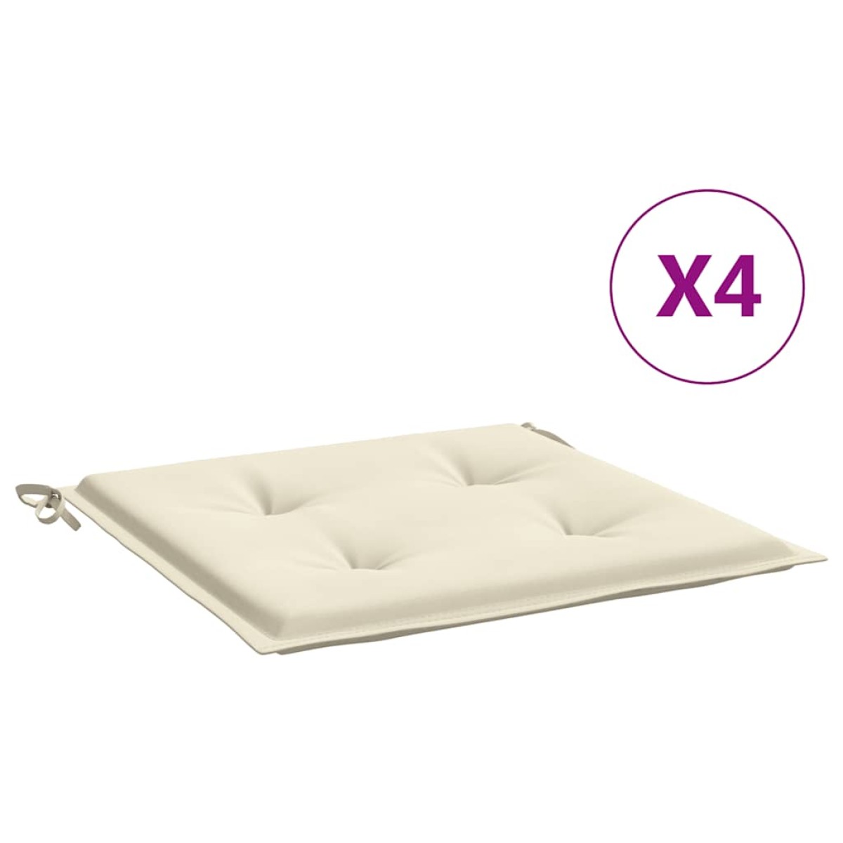 vidaXL Μαξιλάρια Καρέκλας Κήπου 4 τεμ. Κρεμ 40 x 40 x 3 εκ.