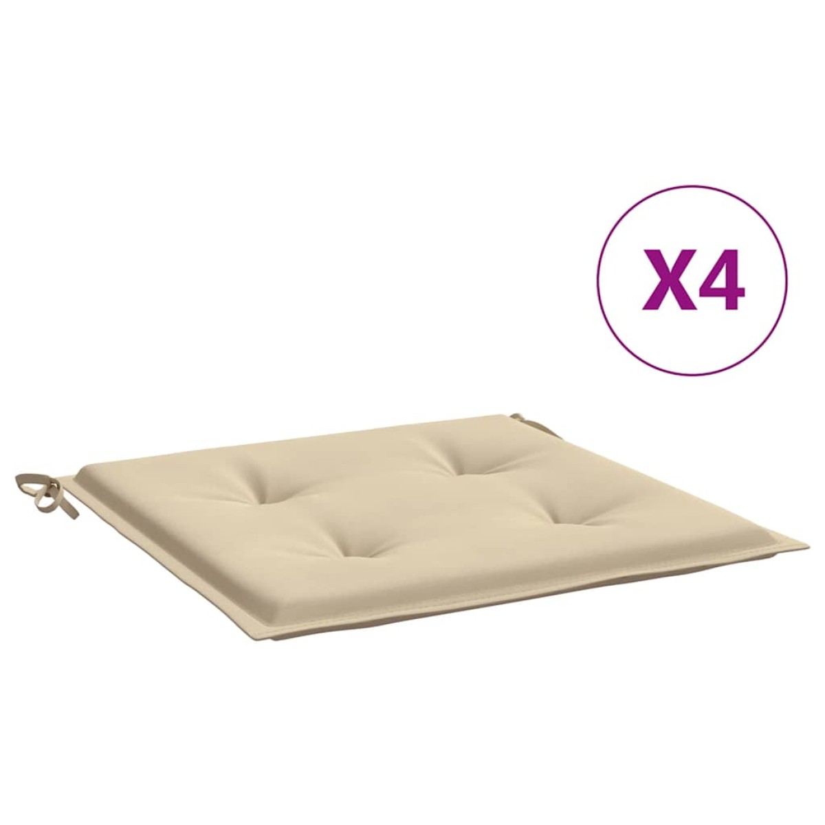 vidaXL Μαξιλάρια Καρέκλας Κήπου 4 τεμ. Μπεζ 40x40x3 εκ. Υφασμάτινα