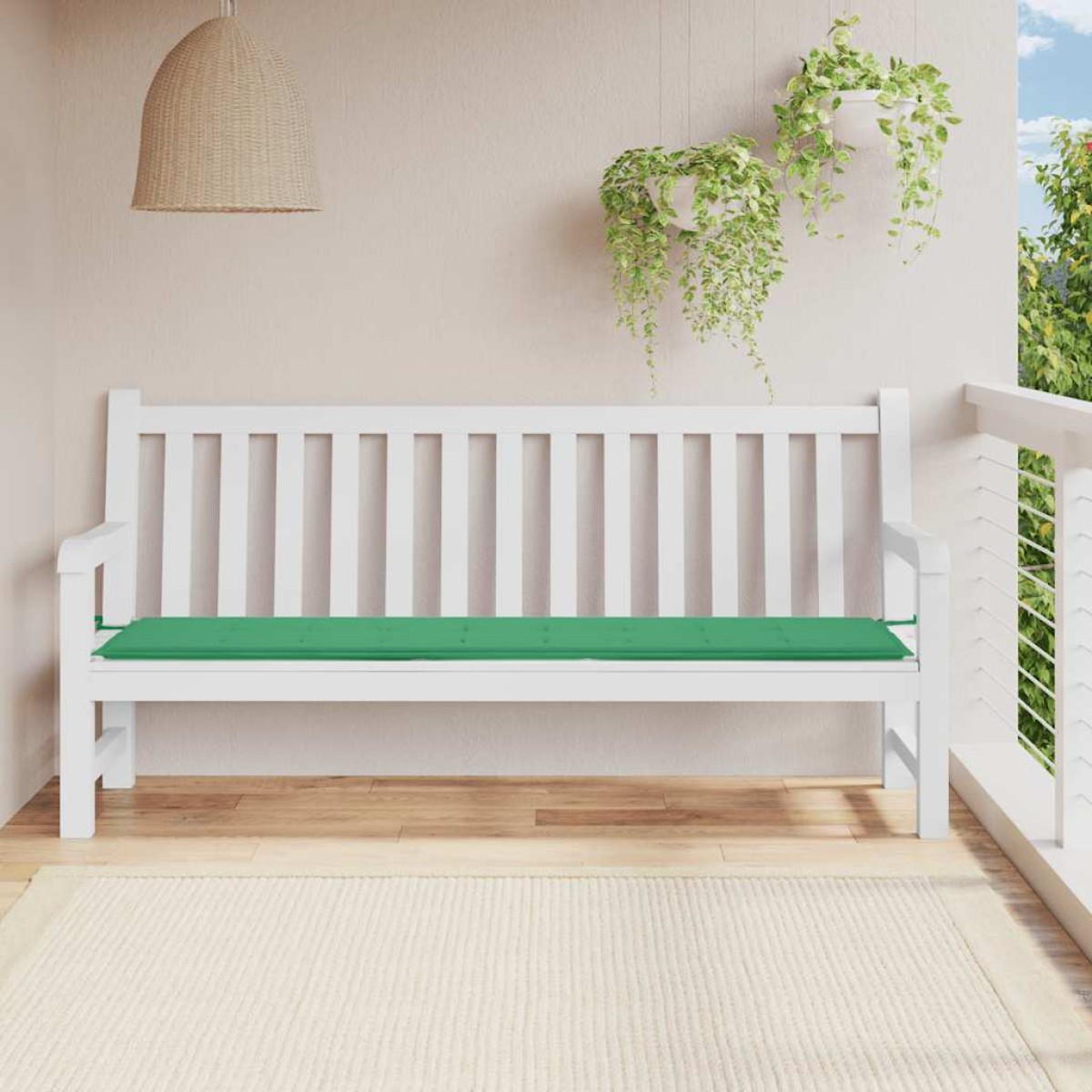 vidaXL Μαξιλάρι για Παγκάκι Κήπου Πράσινο 200 x 50 x 3 εκ.
