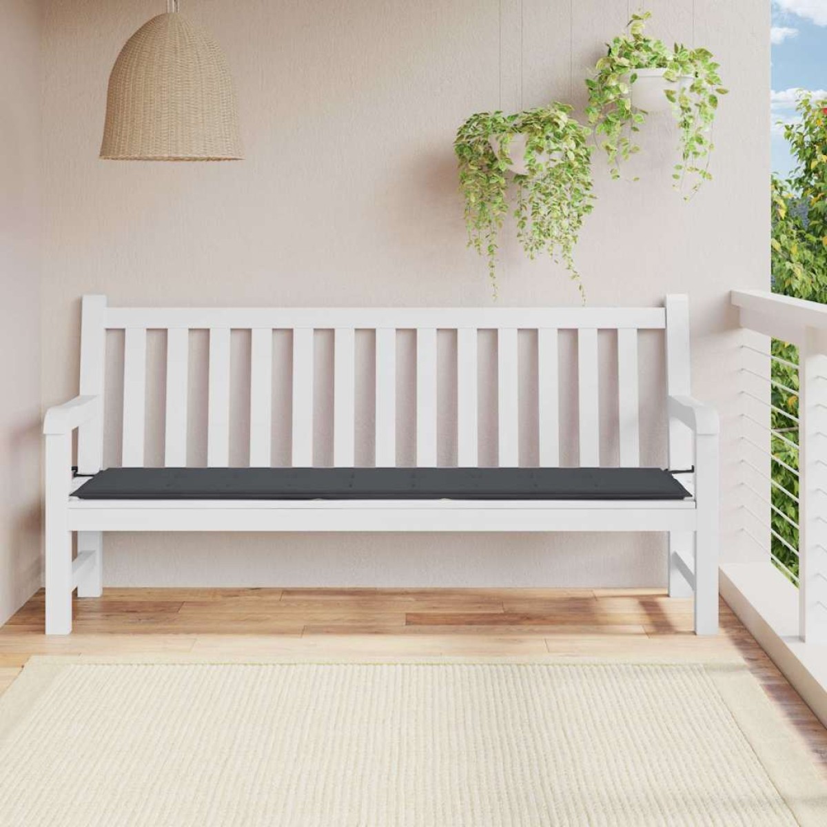 vidaXL Μαξιλάρι Πάγκου Κήπου Μαύρο 180x50x3 εκ. Ύφασμα Oxford