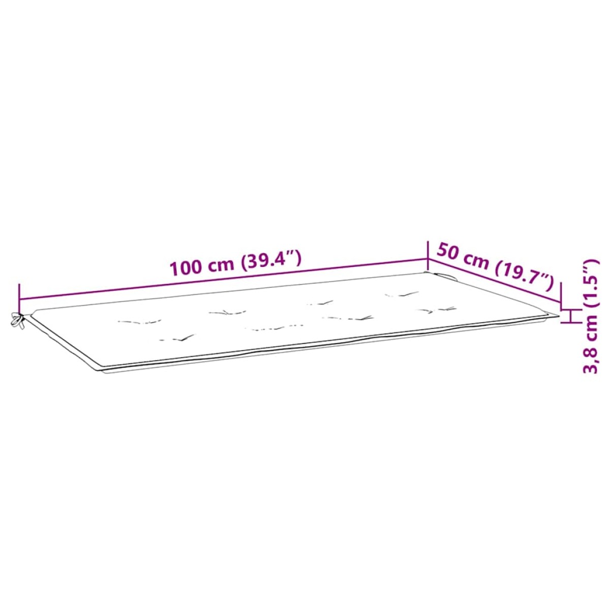 vidaXL Μαξιλάρι Πάγκου Κήπου Μαύρο 120x50x3 εκ. Ύφασμα Oxford