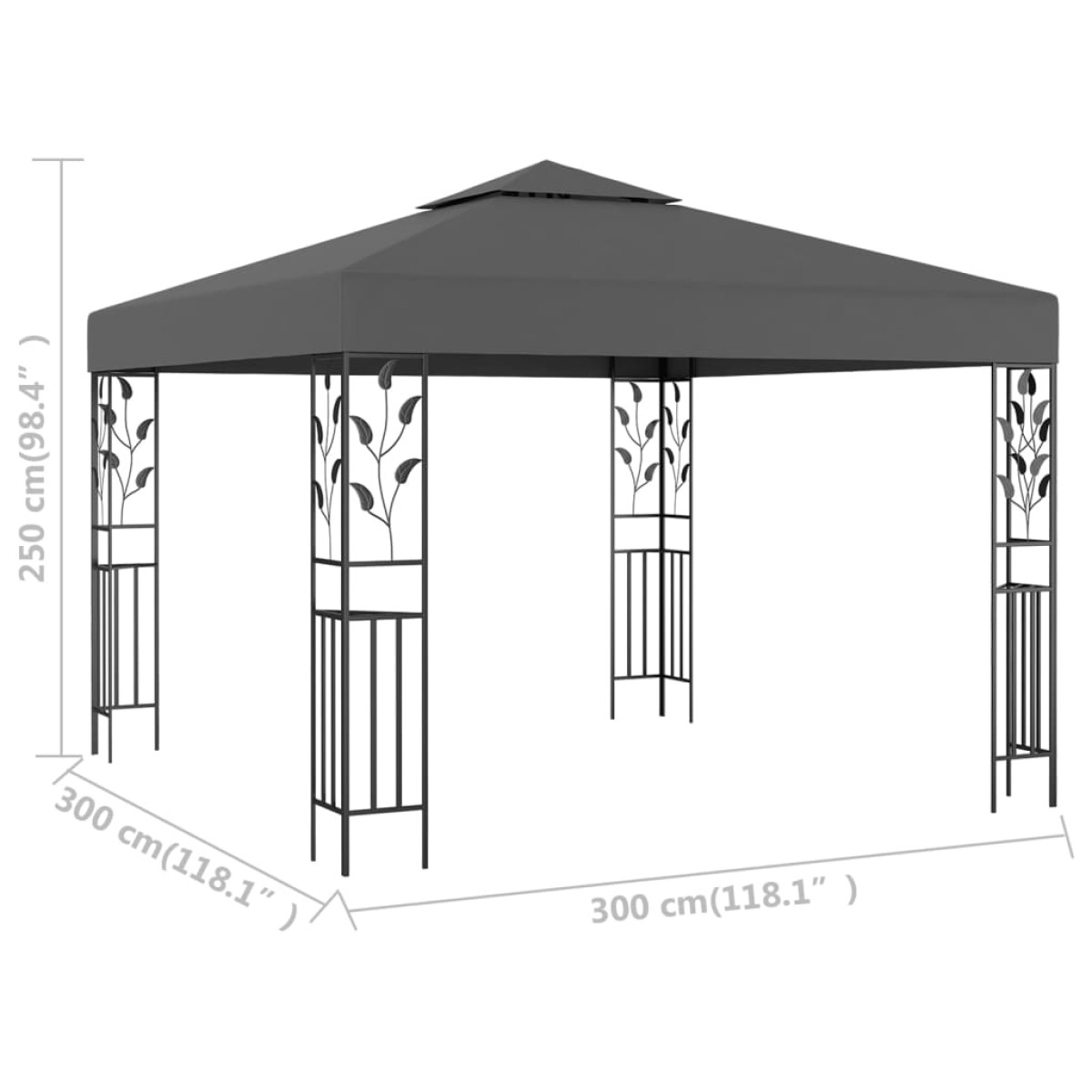 vidaXL Κιόσκι Ανθρακί 3 x 3 μ.