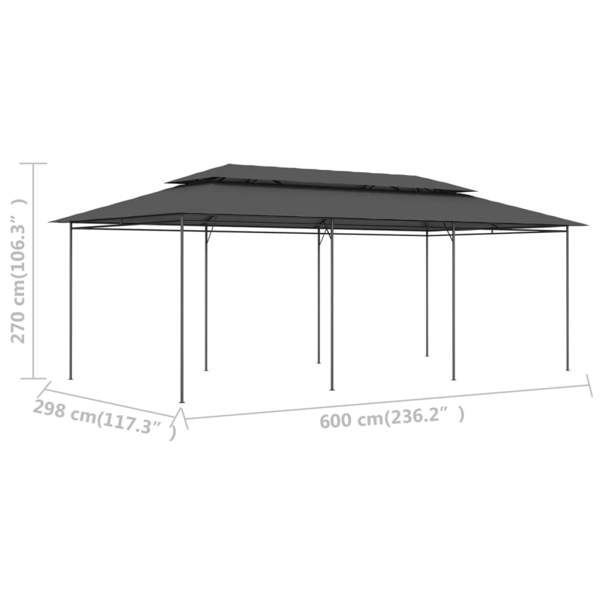vidaXL Κιόσκι Ανθρακί 600 x 298 x 270 εκ.