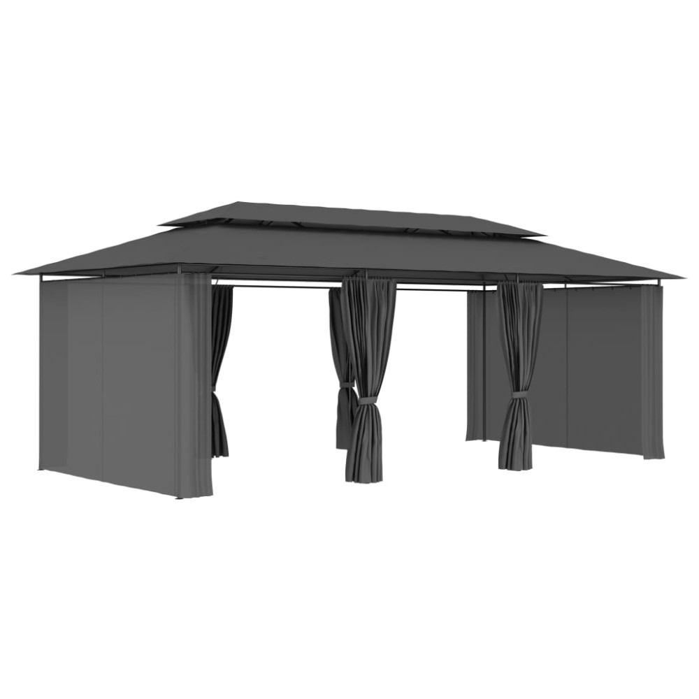vidaXL Κιόσκι με Κουρτίνες Ανθρακί 600 x 298 x 270 εκ.