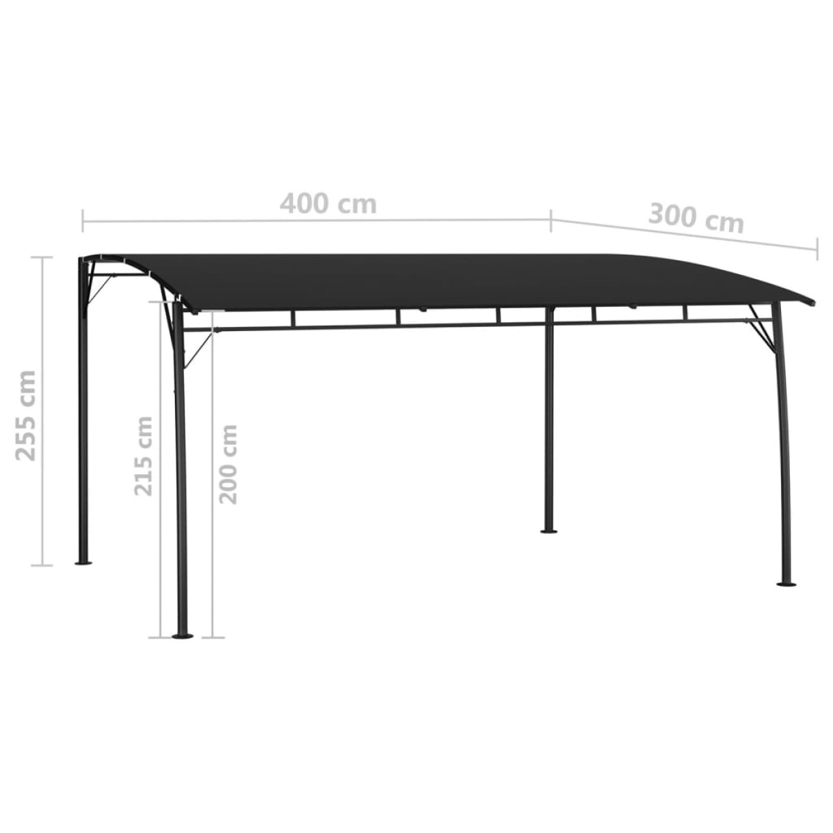 vidaXL Τεντοπέργκολα Κήπου Ανθρακί 4 x 3 x 2,55 μ.