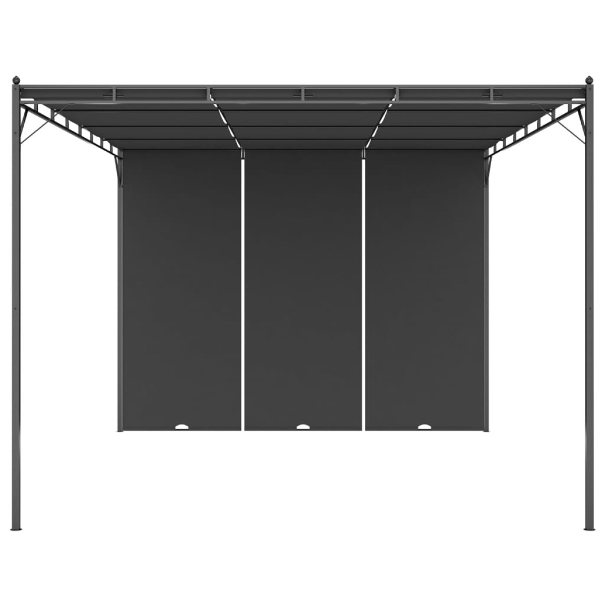 vidaXL Κιόσκι Κήπου Ανθρακί 4 x 3 x 2,25 μ. με Πλαϊνή Κουρτίνα