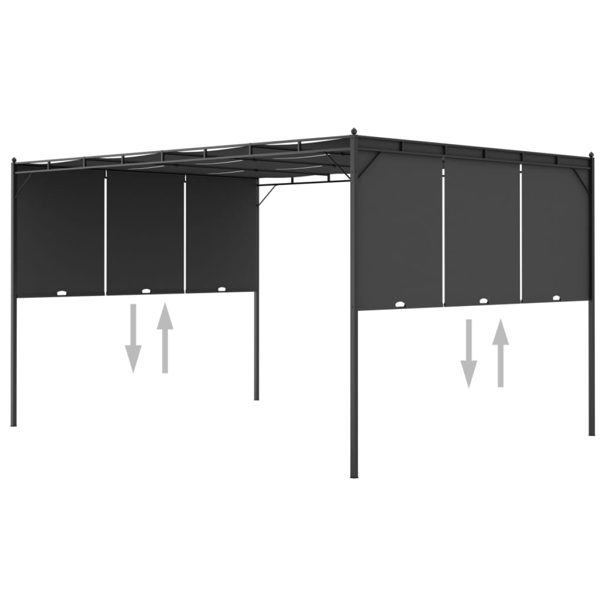 vidaXL Κιόσκι Κήπου Ανθρακί 4 x 3 x 2,25 μ. με Πλαϊνή Κουρτίνα