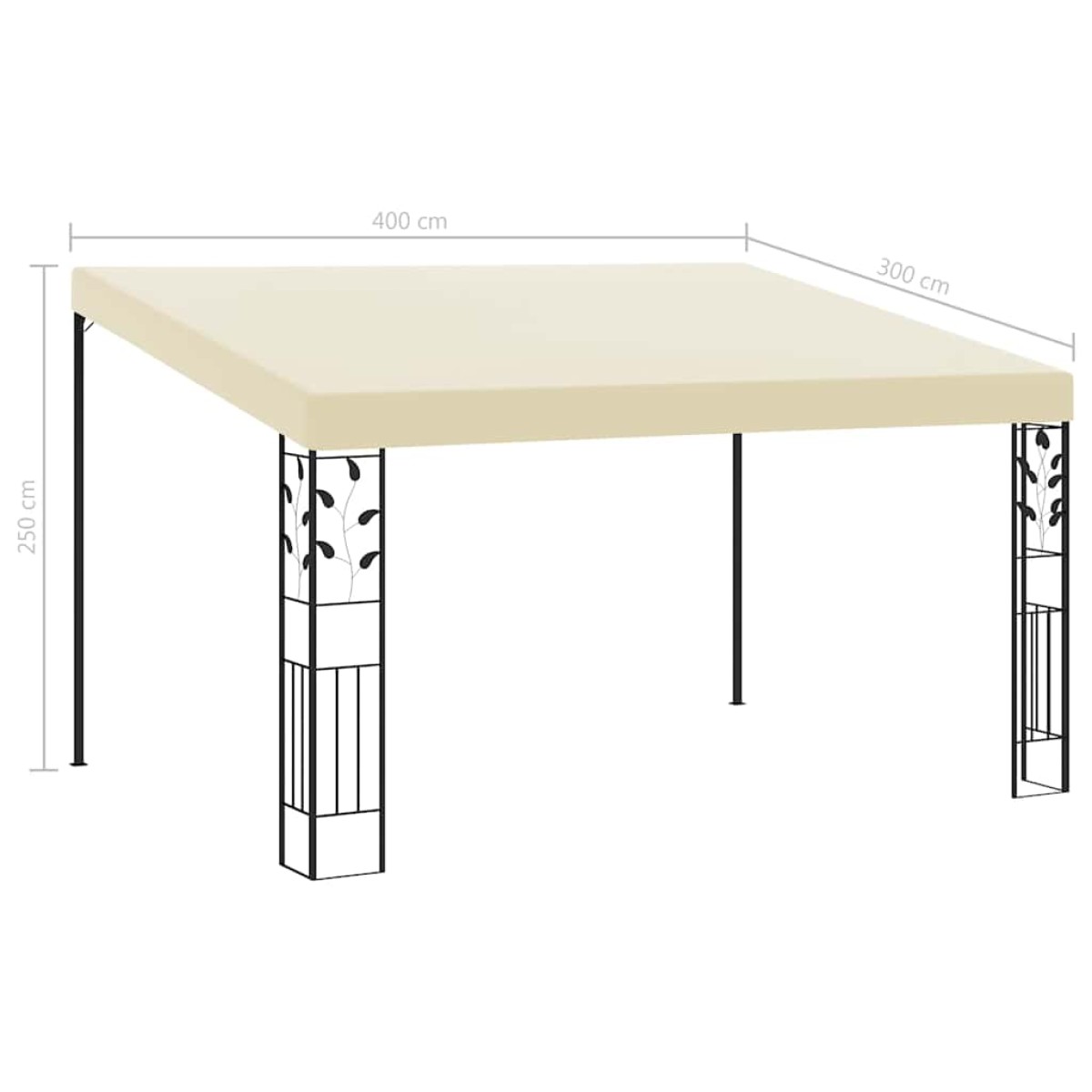 vidaXL Κιόσκι Επιτοίχιο Κρεμ 4 x 3 x 2,5 μ.