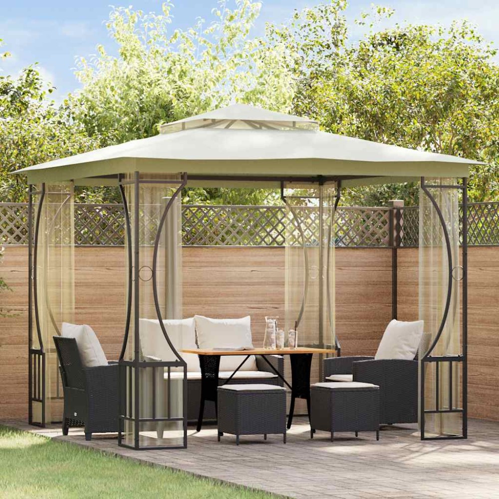 vidaXL Κιόσκι με Δίχτυα Κρεμ 300 x 300 x 265 εκ.