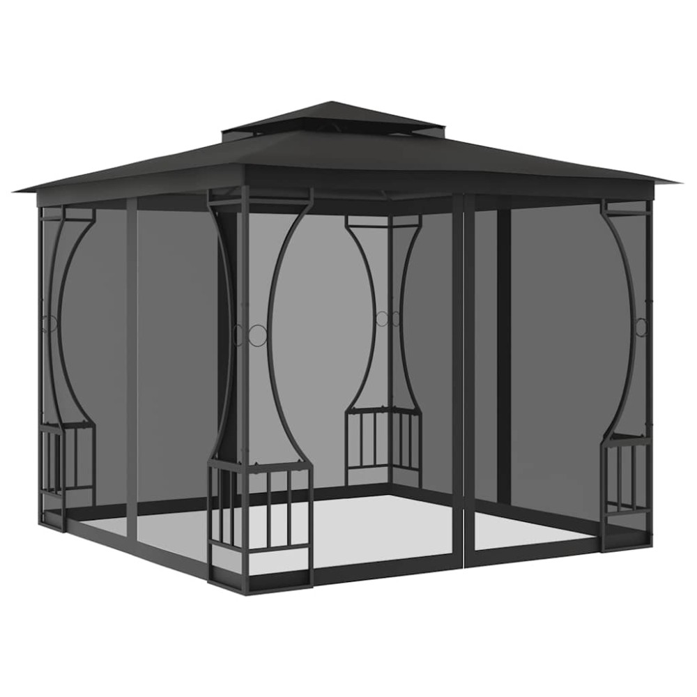 vidaXL Κιόσκι με Δίχτυα Ανθρακί 300 x 300 x 265 εκ.