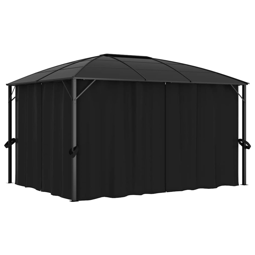 vidaXL Κιόσκι με Κουρτίνες Ανθρακί 400 x 300 x 265 εκ.