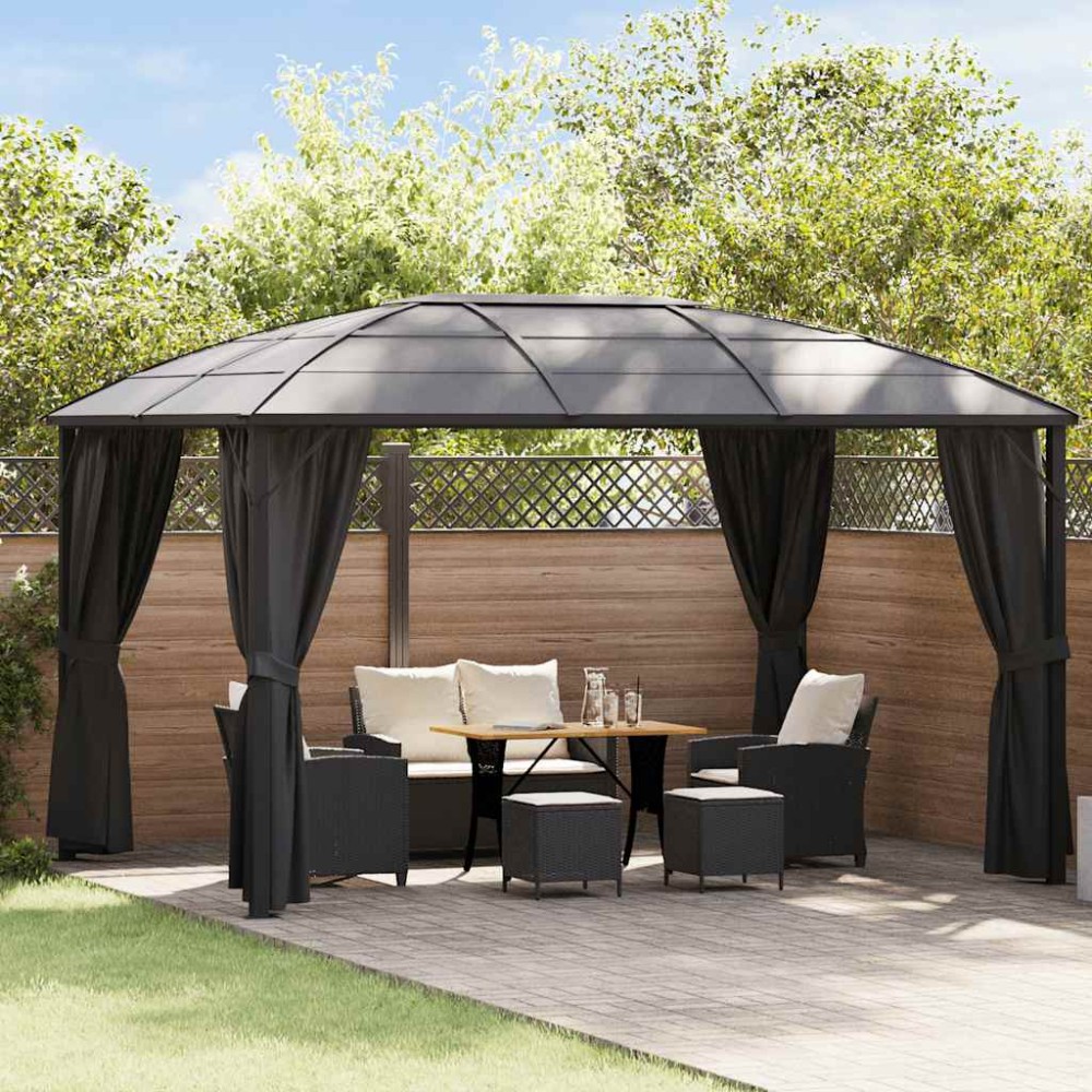 vidaXL Κιόσκι με Κουρτίνες Ανθρακί 400 x 300 x 265 εκ.